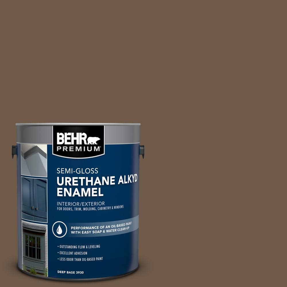 BEHR PREMIUM 1 gal. #N230-7 Rustic Tobacco Urethane Alkyd Semi-Gloss Enamel Interior/Exterior Paint (1)