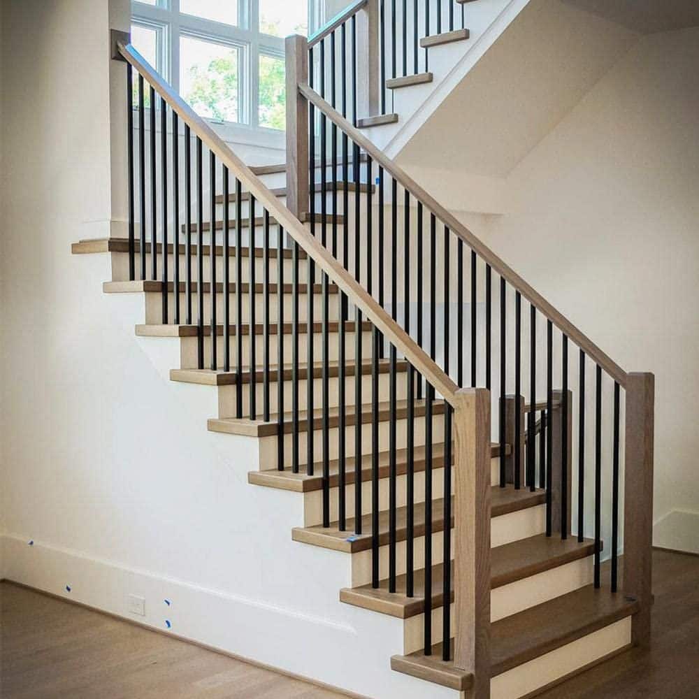 Afoxsos 45x6 Wrought Iron Balusters Decorative Metal Spindles for Decks Spiral Stair Railing Satin Black 30-Pack (2)