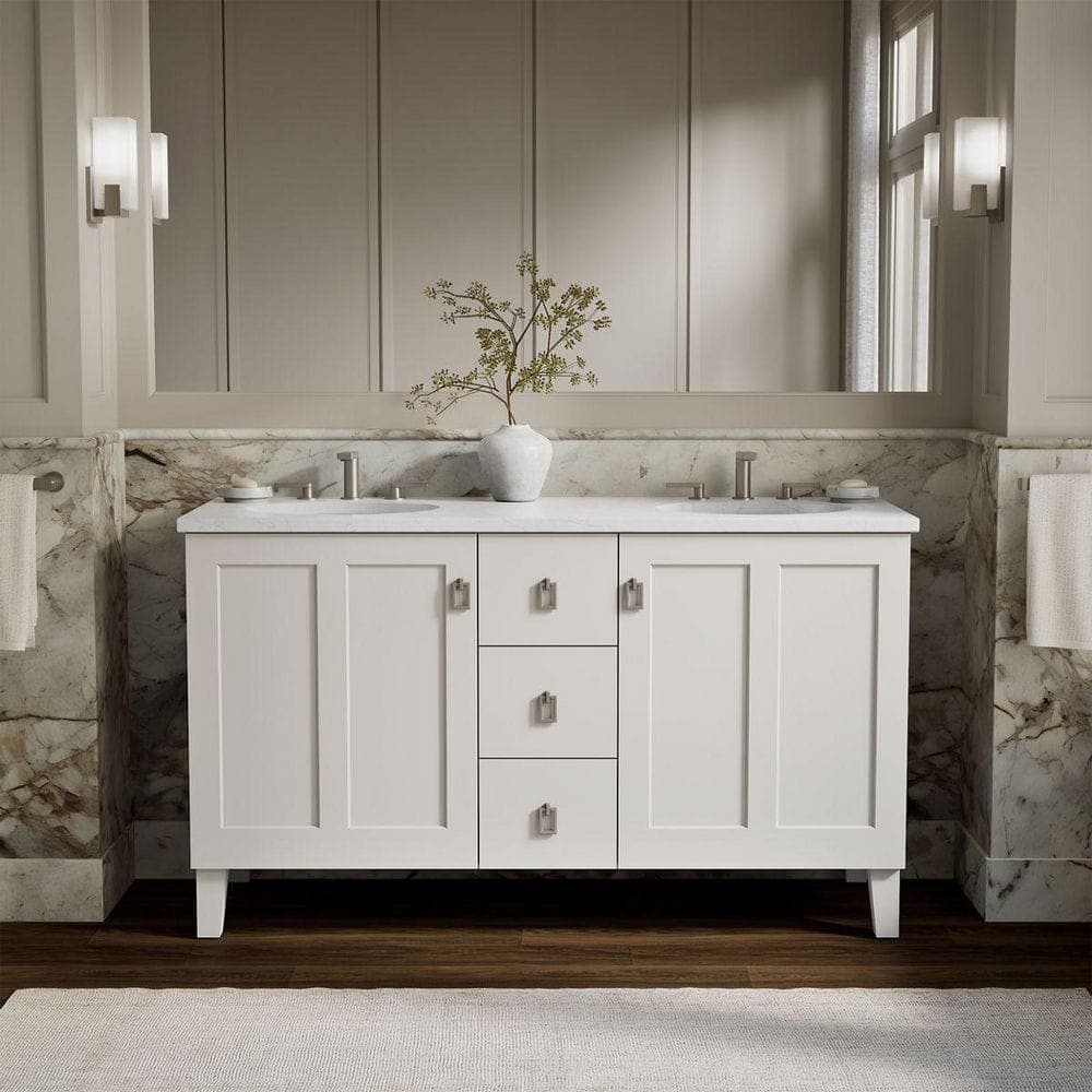 KOHLER Poplin 60 in. W x 22 in. D x 35 in. H Bathroom Vanity Cabinet without Top in Linen White (1)