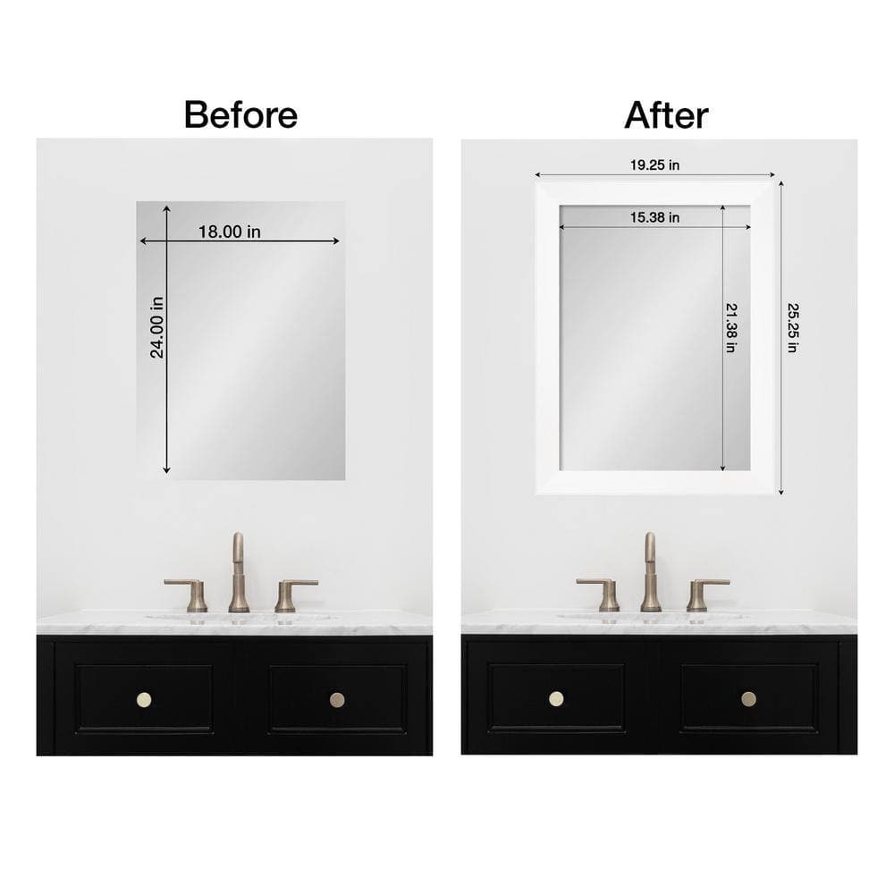 Amanti Art Mirror Makeover Cabinet White Narrow 19.25 in. W x 25.25 in. H Bathroom Mirror Frame Border Kit-Fits a 18 x 24 Mirror (2)