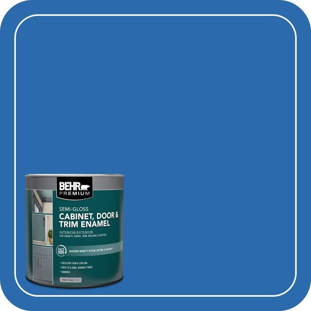 BEHR PREMIUM 1 qt. #MQ4-24 Electric Blue Semi-Gloss Enamel Interior/Exterior Cabinet, Door & Trim Paint