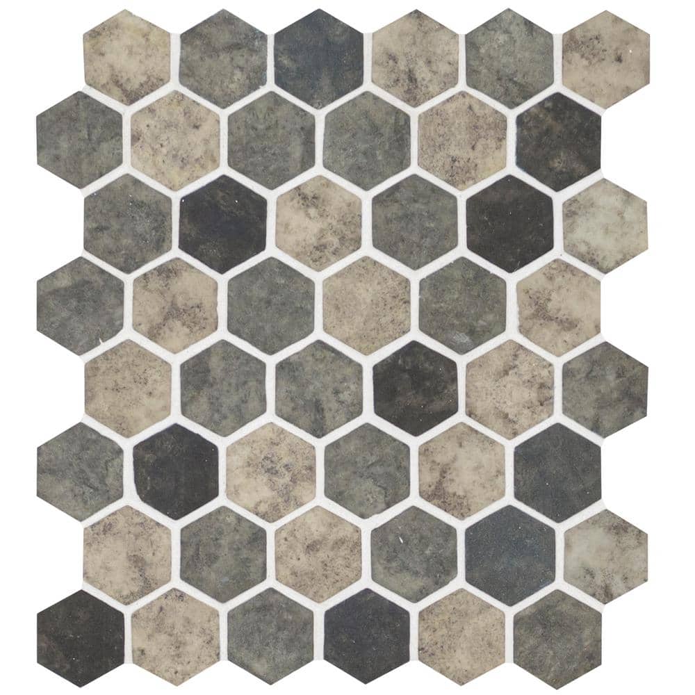 MSI Urban Tapestry 2 in. Hexagon 12 in. x 12 in. x 0.24 in. Recycled Glass Mesh-Mounted Mosaic Wall Tile (14.7 sq. ft./Case)