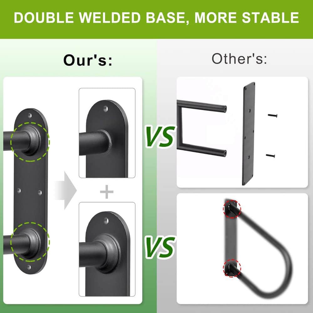 Afoxsos U Shape Wall Mount Safety Handrails for Outdoor Steps 17'' Indoor Stairs Reinforced Railings for 1-2 Steps Porch Metal (3)