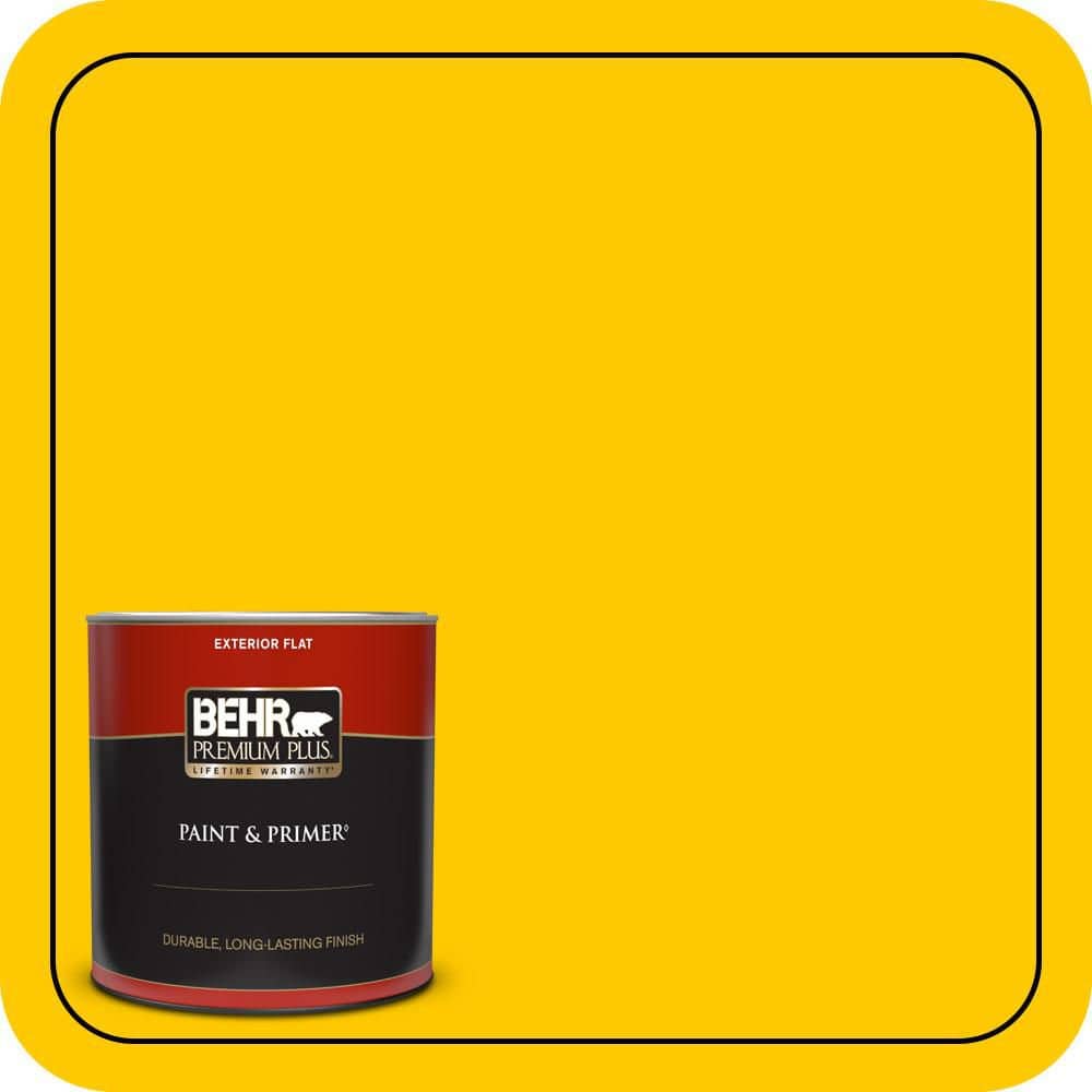 BEHR PREMIUM PLUS 1 qt. #S-G-380 Sunny Summer Flat Exterior Paint & Primer (1)