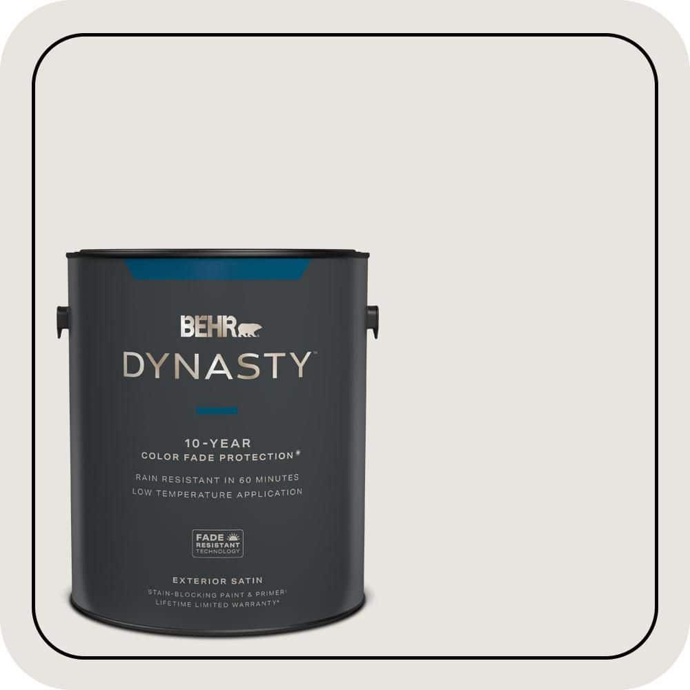 BEHR DYNASTY 1 gal. #PR-W08 Ambience White Satin Enamel Exterior Stain-Blocking Paint & Primer