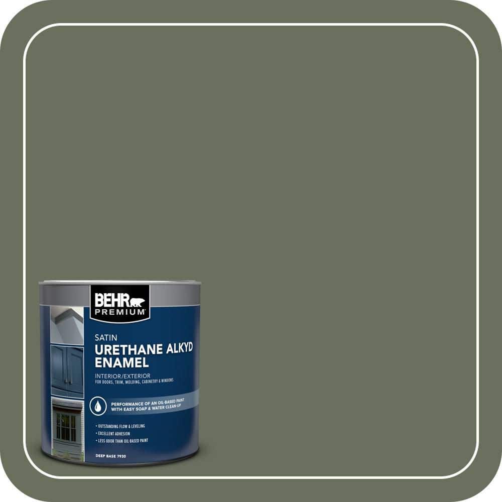 BEHR PREMIUM 1 qt. #N390-6 Laurel Garland Satin Enamel Urethane Alkyd Interior/Exterior Paint (1)