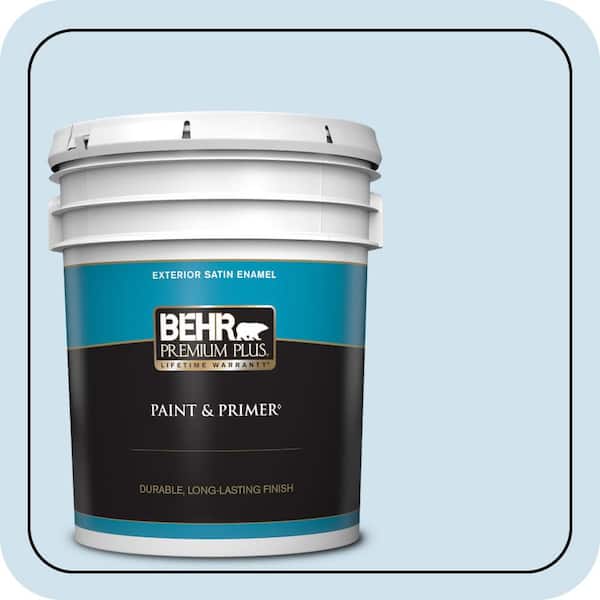 BEHR PREMIUM PLUS 5 gal. #M520-1A Soft Cloud Satin Enamel Exterior Paint & Primer (2)