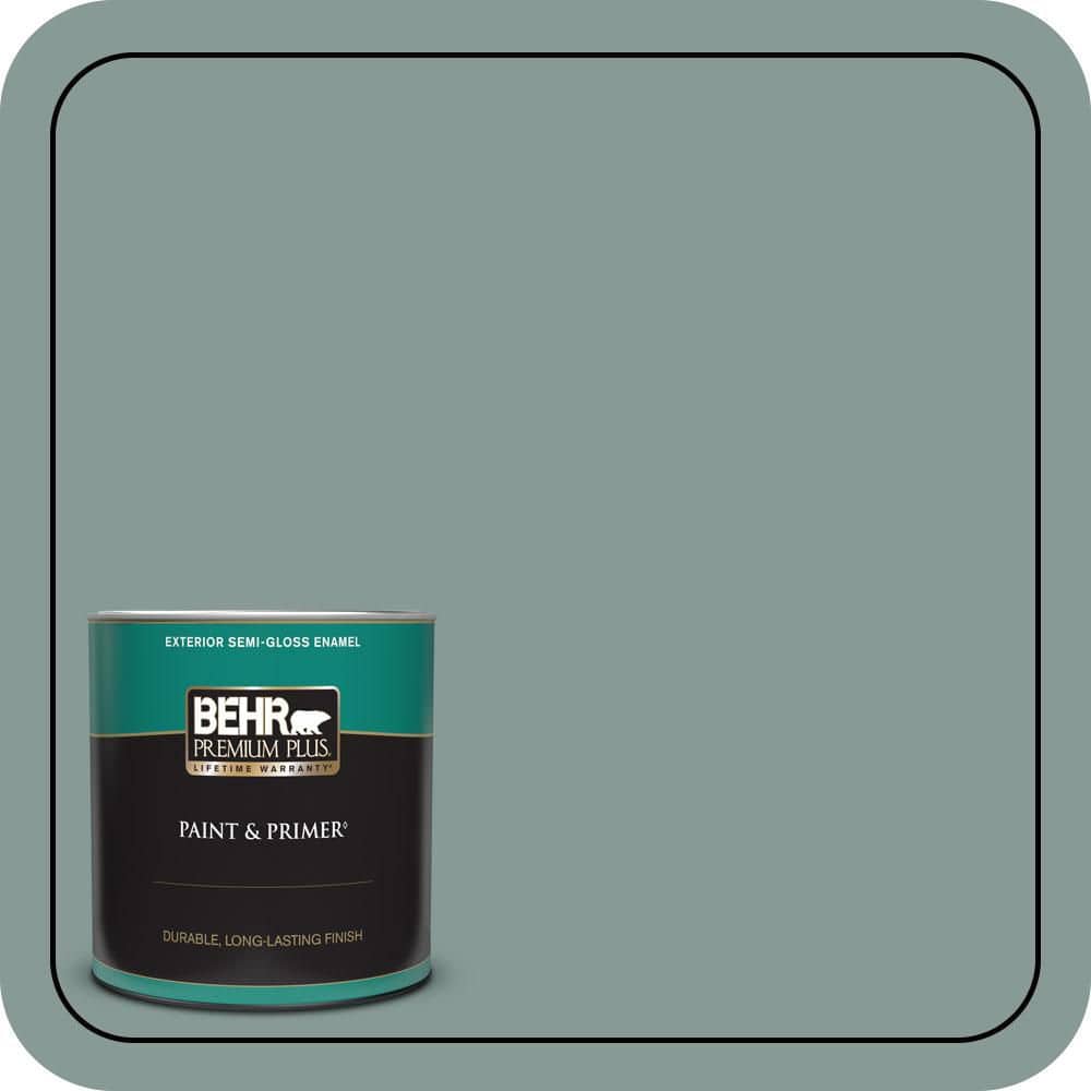 BEHR PREMIUM PLUS 1 qt. #N430-4 Rainy Afternoon Semi-Gloss Enamel Exterior Paint & Primer