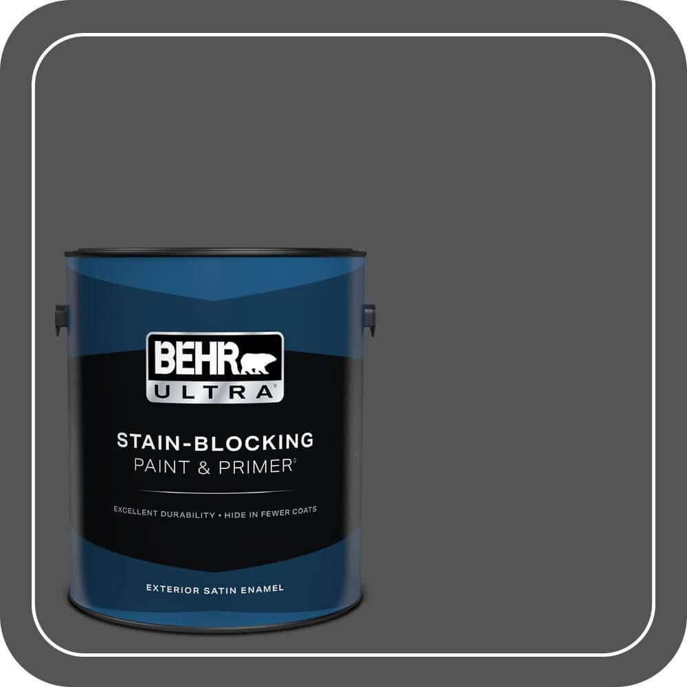 BEHR ULTRA 1 gal. #PPU25-01 Carbon Copy Satin Enamel Exterior Paint & Primer