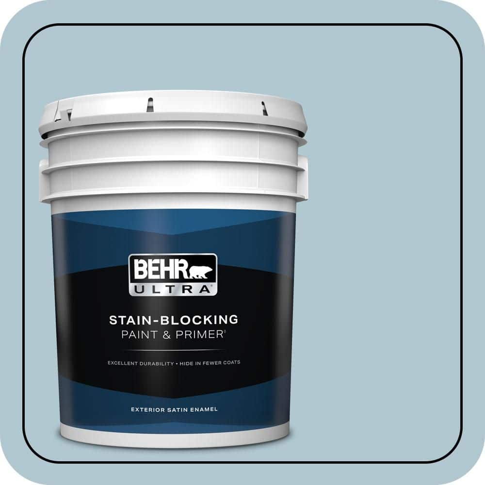 BEHR ULTRA 5 gal. #T15-8 Elusive Blue Satin Enamel Exterior Paint & Primer