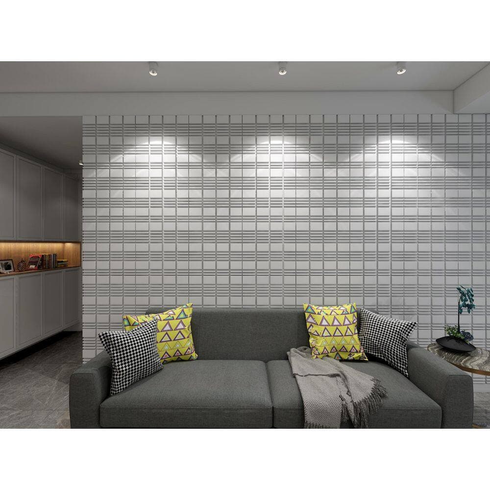 Dundee Deco Falkirk Ross 2/25 in. 19.7 in. 19.7 in. PVC Plaid 3D Decorative Wall Panel (2)