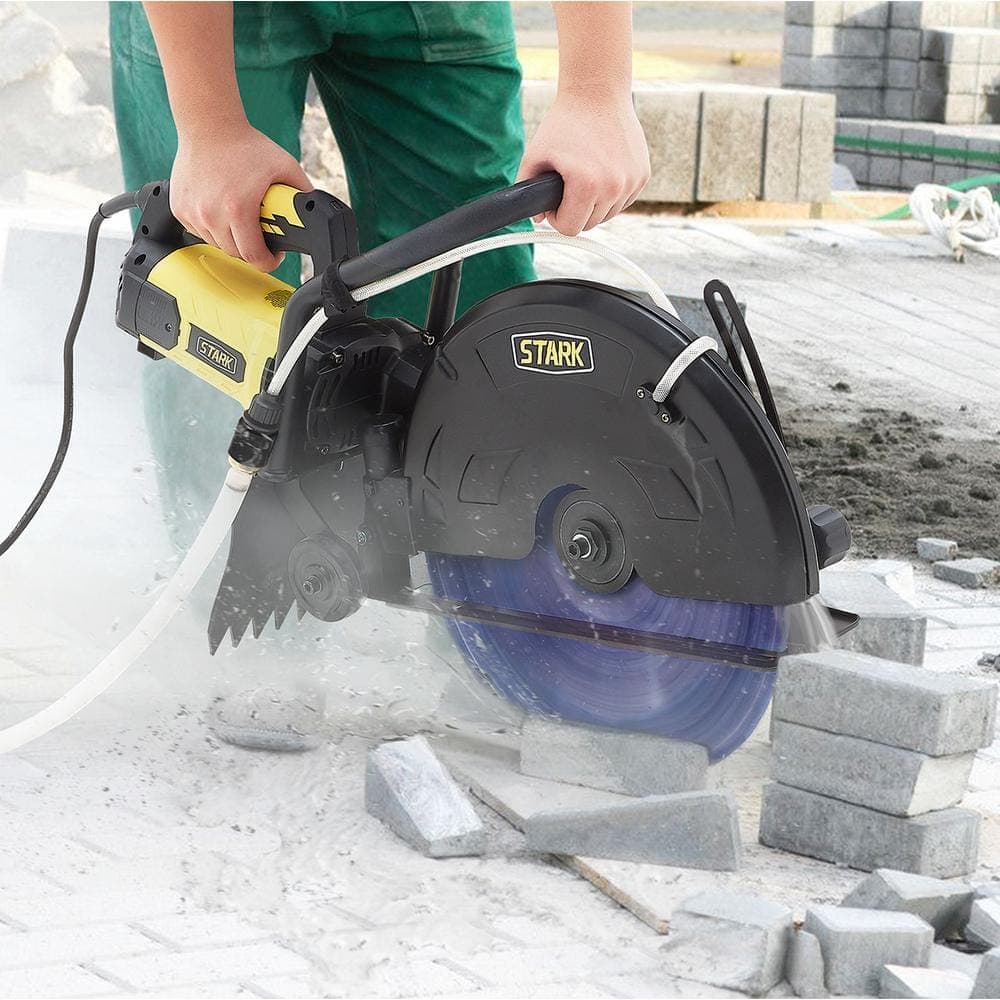 STARK USA 16 in. 3200-Watt Circular Cut Concrete Saw Cutter with Water Line Attachment (No-Blade) (2)