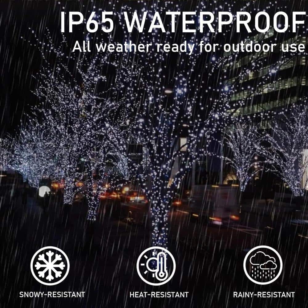 Unbranded 2 Pack 200 LED Solar String Lights 66 Ft Outdoor Waterproof Auto On Off 8 Modes Cool White Green Wire (3)