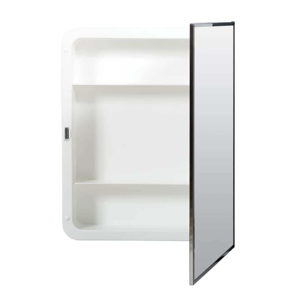 Zenith 16.1 in. W. x 20.1 in. H Rectangular Plastic Medicine Cabinet with Stainless Steel Frame and Mirror (3)