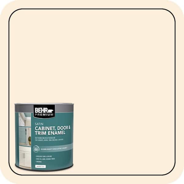 BEHR PREMIUM 1 qt. #W-D-720 Innocence Satin Enamel Interior/Exterior Cabinet, Door & Trim Paint (2)