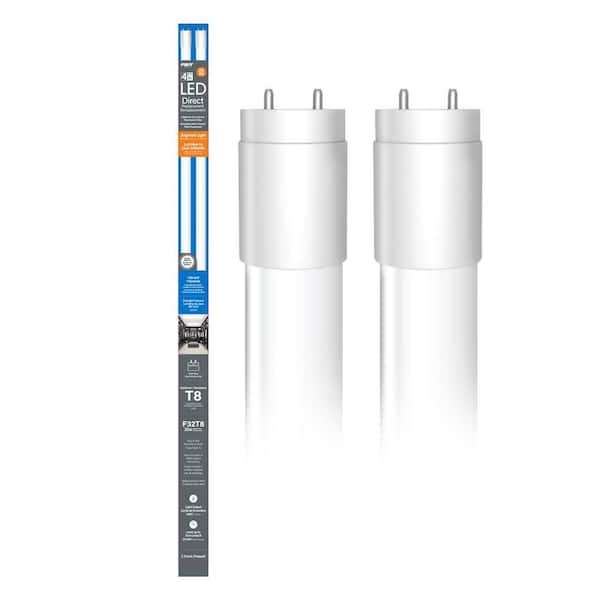 Feit Electric 32-Watt 4 ft. T8 G13 Type A Plug and Play High Output Linear LED Tube Light Bulb, Daylight Deluxe 6500K (2-Pack)