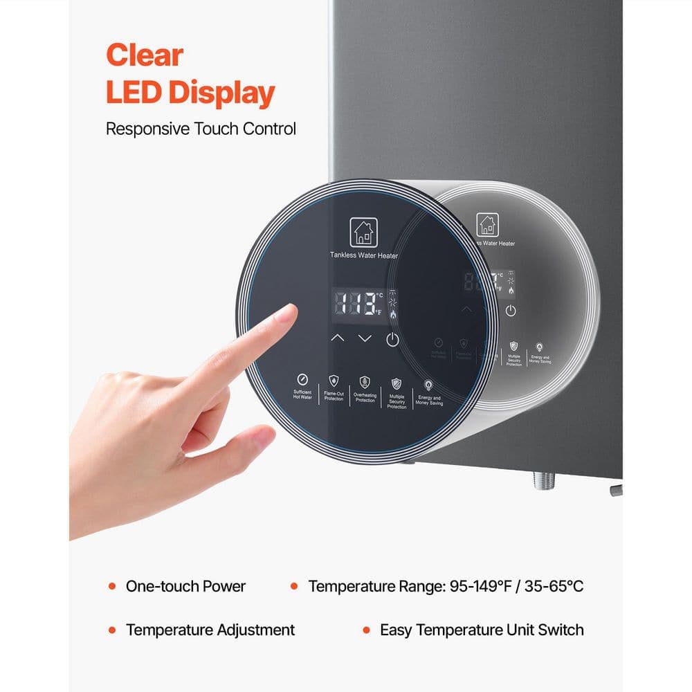 VEVOR Piece 4. 3Gal., Silver Gray, for Whole House Use Tankless Instant Hot Water Heater Set, Tankless Water Heater (4)