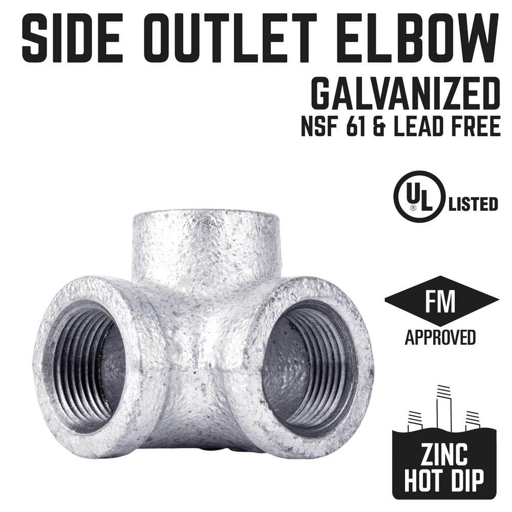 PIPE DECOR 1/2 in. Galvanized Iron Side Outlet 90-Degree Elbow (2)