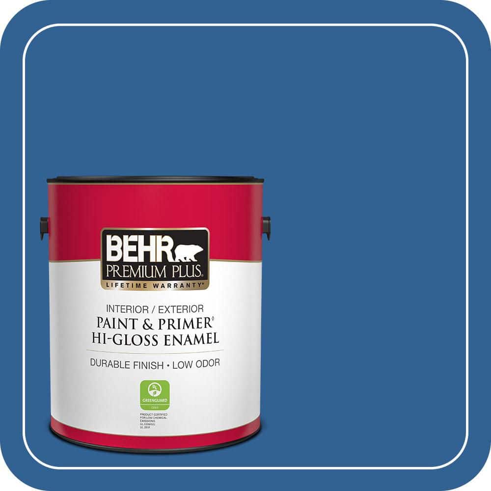 BEHR PREMIUM PLUS 1 gal. #S-G-580 Running Water Hi-Gloss Enamel Interior/Exterior Paint & Primer