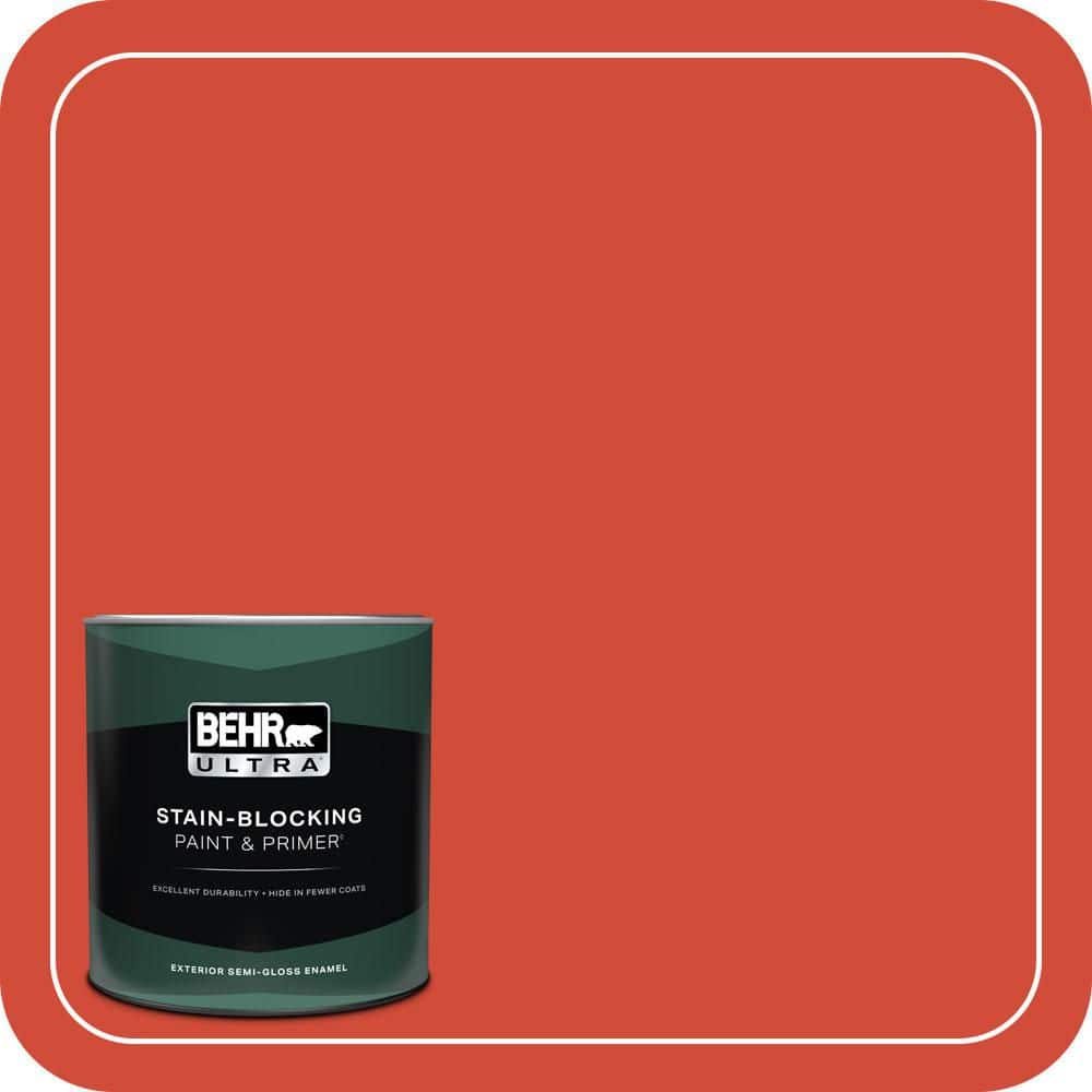 BEHR ULTRA 1 qt. #S-G-190 Red Hot Semi-Gloss Enamel Exterior Paint & Primer