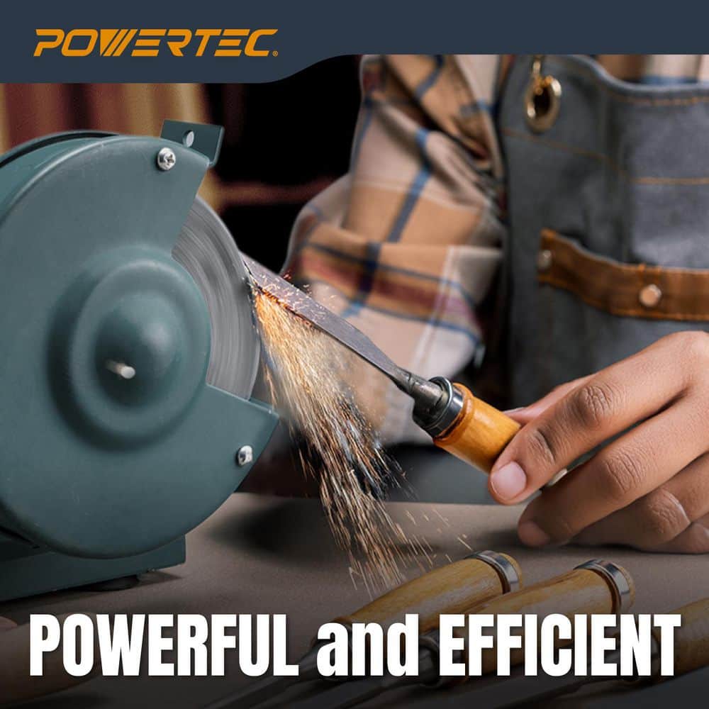 ‎POWERTEC 6 in. x 3/4 in. 150-Grit 1/2 in. Arbor Aluminum Oxide Grinding Wheel for Bench Grinder (2)