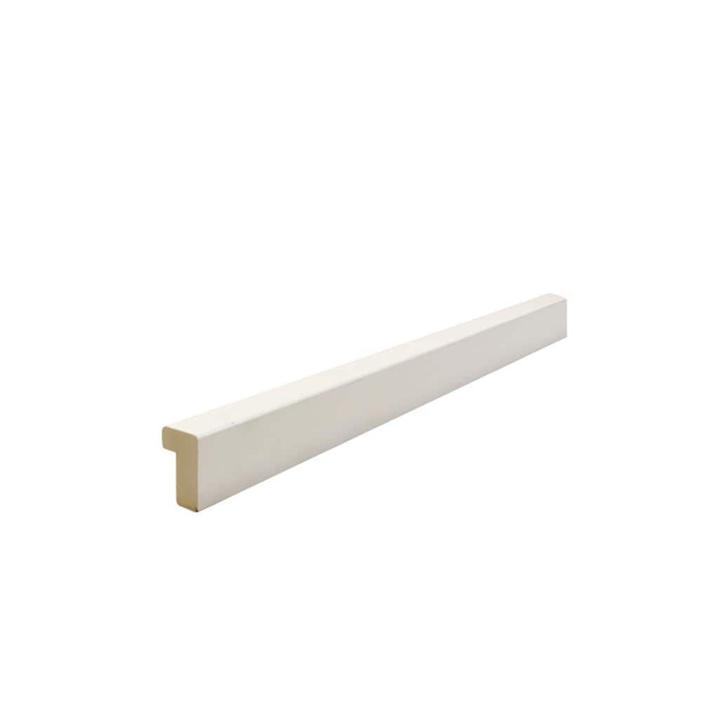 HOUSE OF FARA 11/16 in. x 1-1/16 in. x 96 in. Prefinished White Wood Poplar Finger-joined Back Band Drip Cap Moulding (1)