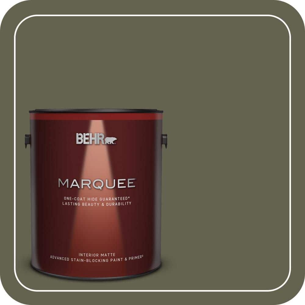 BEHR MARQUEE 1 gal. #N350-7A Mountain Olive One-Coat Hide Matte Interior Paint & Primer