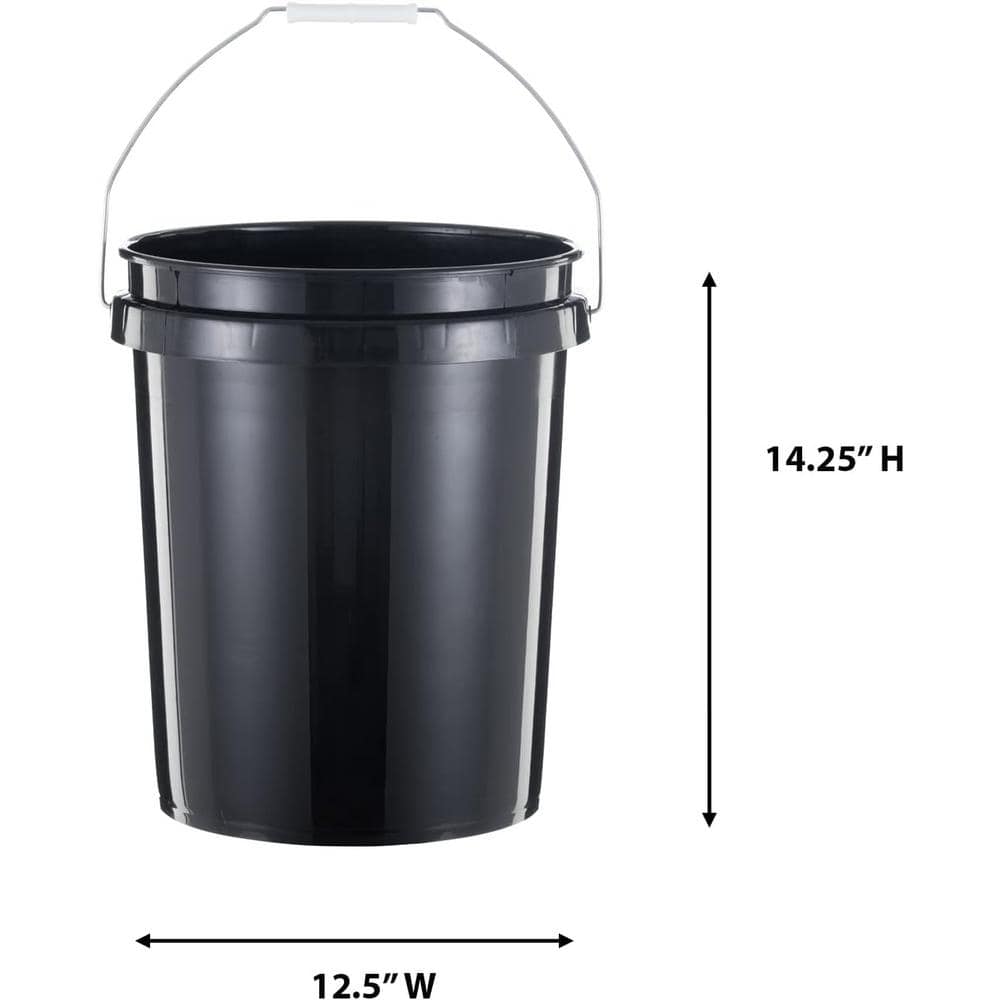 United Solutions 5-Gallon Heavy Duty Plastic Bucket with Handle in Black, 3-Pack (2)