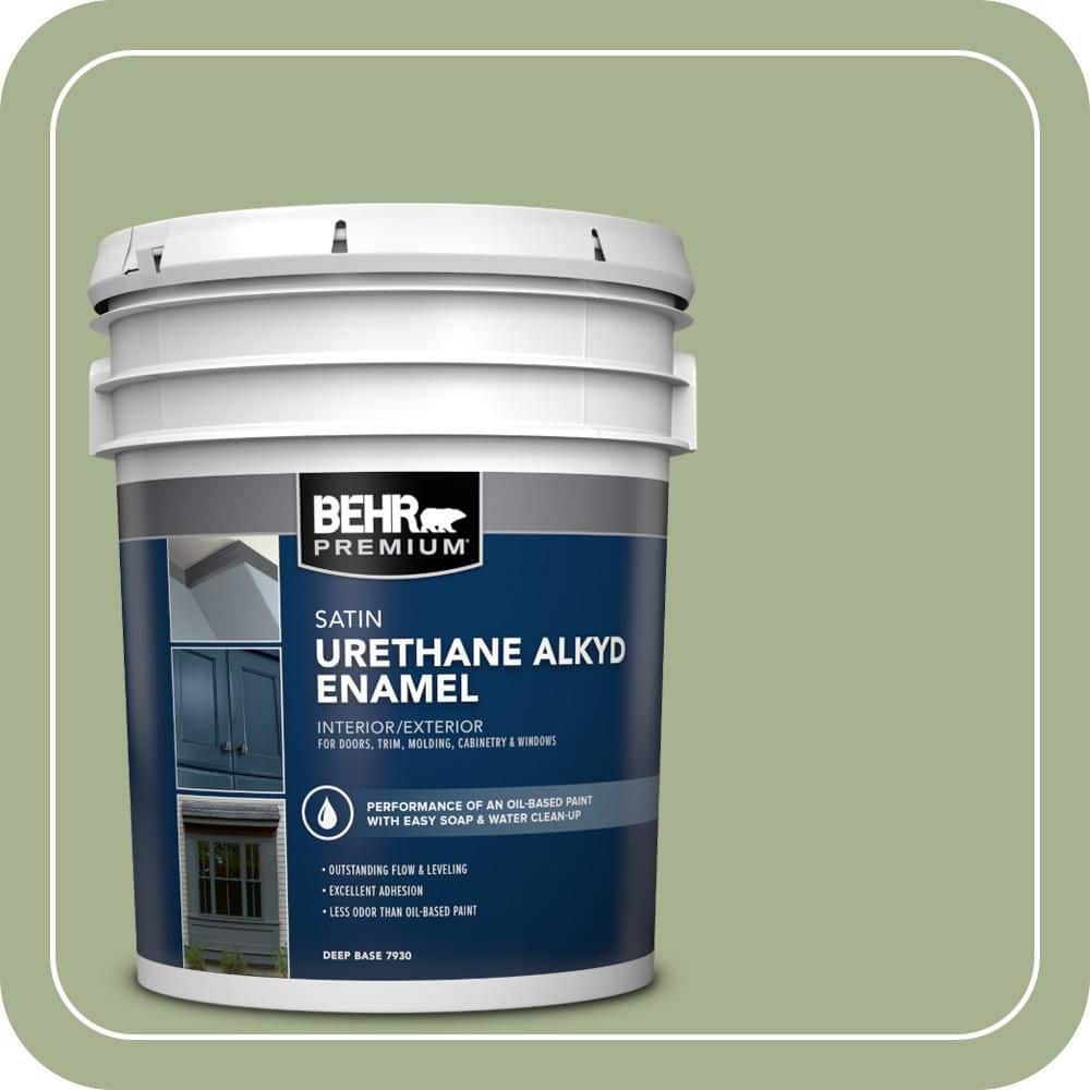 BEHR PREMIUM 5 gal. #PPU11-06 Willow Grove Urethane Alkyd Satin Enamel Interior/Exterior Paint