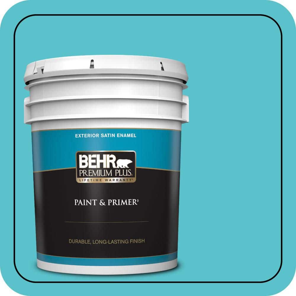 BEHR PREMIUM PLUS 5 gal. #510B-5 Jamaican Sea Satin Enamel Exterior Paint & Primer