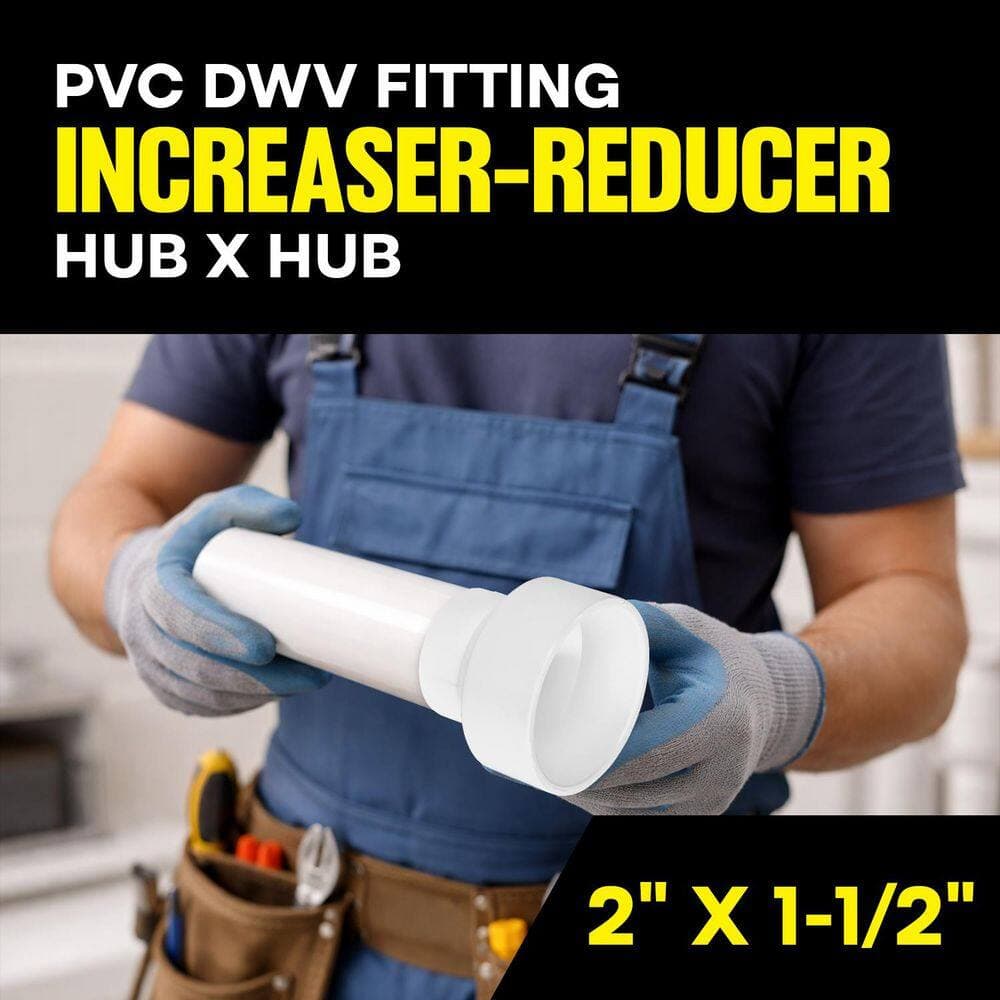 PLUMBFLEX 2 in. x 1-1/2 in. White Rigid PVC DWV Increaser-Reducer Coupling, 0.23 ft. Long, Hub x Hub, Schedule 40 (25-Pack) (3)