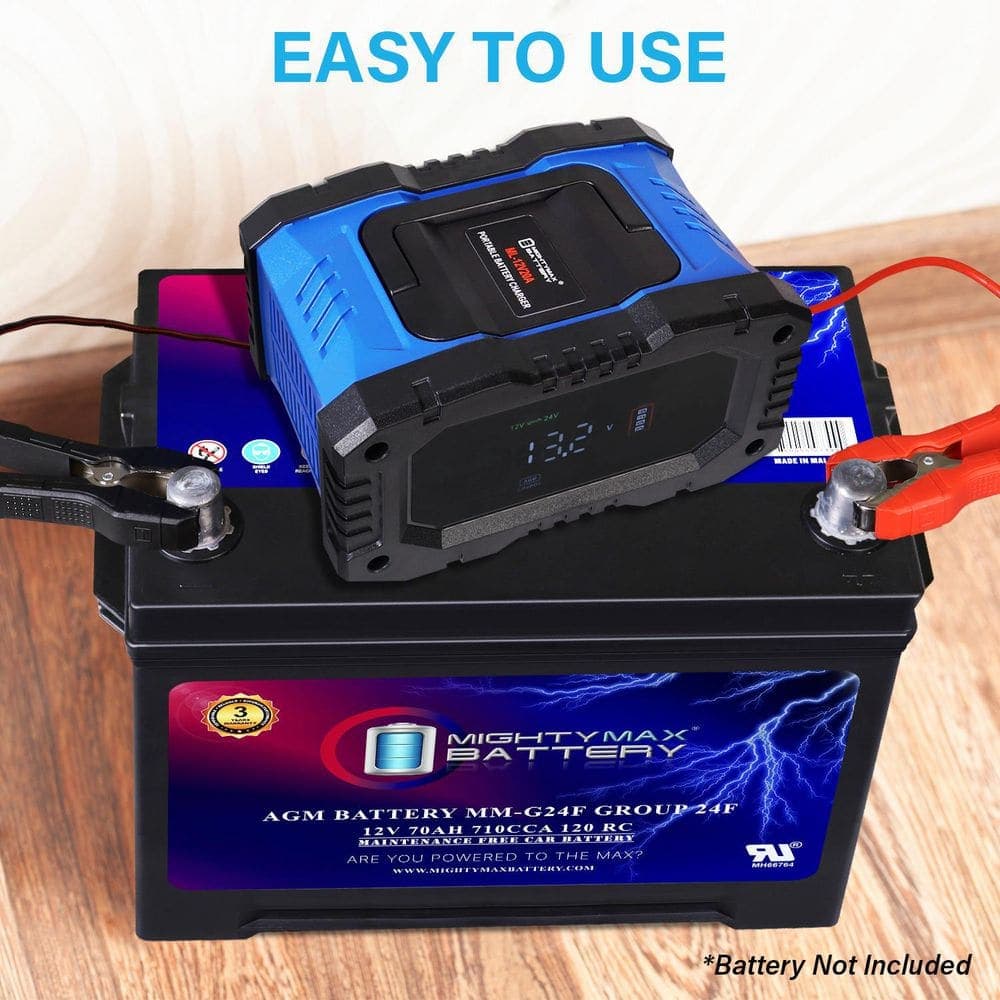 Mighty Max Battery 12V 20 Amp Smart Battery Charger Maintainer with Repair Mode Works with LiFePO4, AGM, SLA, Gel and Deep Cycle Batteries (2)