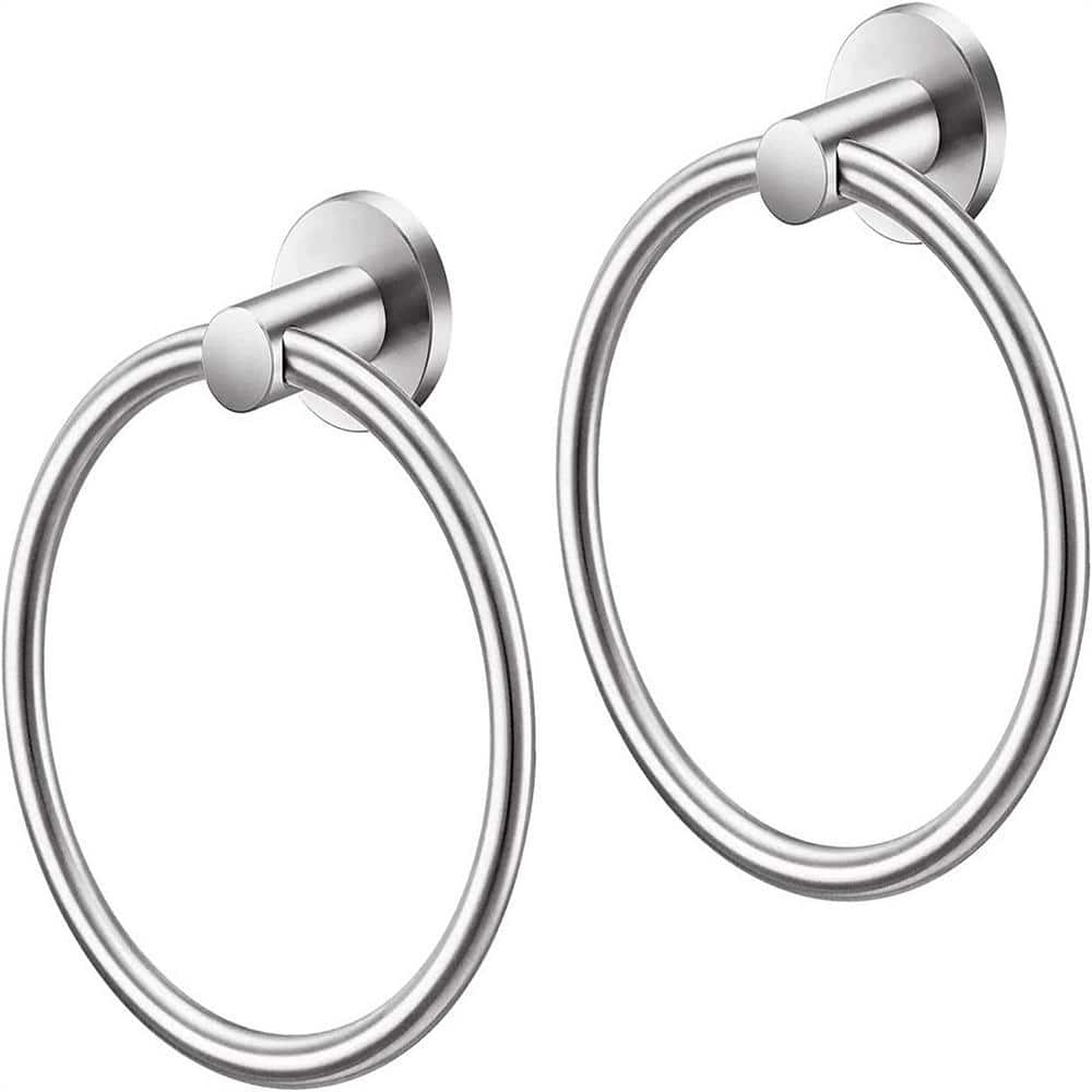 Cubilan Wall Mounted Round Shaped Stainless Steel Towel Ring Towel Storage Hanger in Brushed Nickel (2-Pack) (1)