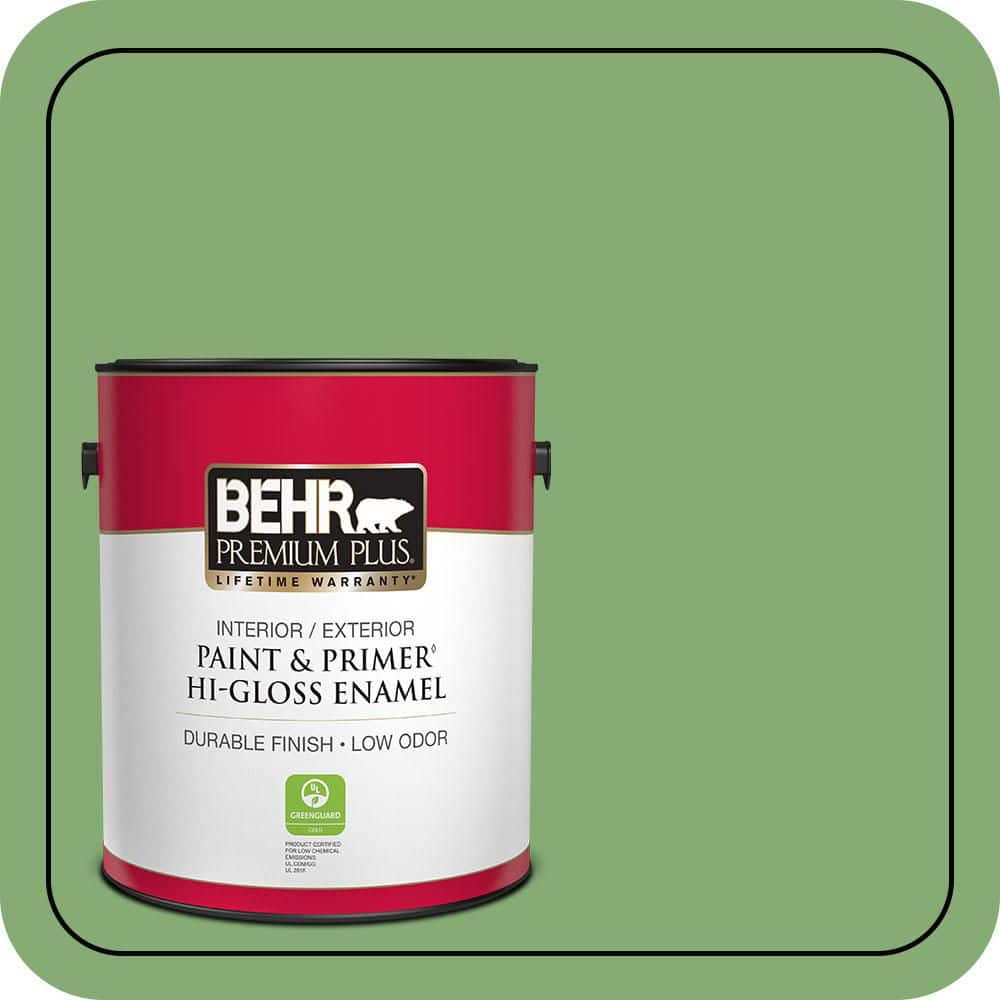 BEHR PREMIUM PLUS 1 gal. #440D-5 Pesto Hi-Gloss Enamel Interior/Exterior Paint & Primer