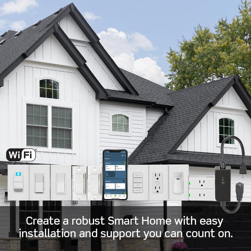 Leviton Decora Smart Wi-Fi Dimmer Switch in White - Works With Google, Alexa, HomeKit, and Anywhere Companions (2)