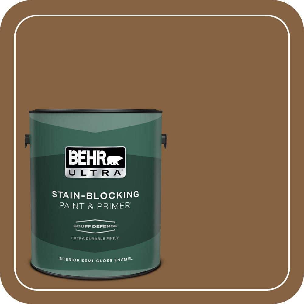 BEHR ULTRA 1 gal. #MQ2-10 Burnt Caramel Extra Durable Semi-Gloss Enamel Interior Paint & Primer