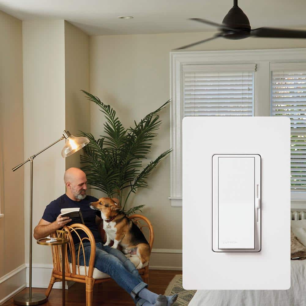 Lutron Diva 3-Speed Fan Control with Wallplate, Single-Pole/3-Way, 1.5 Amp, White (DVWFSQ-FH-WH) (3)