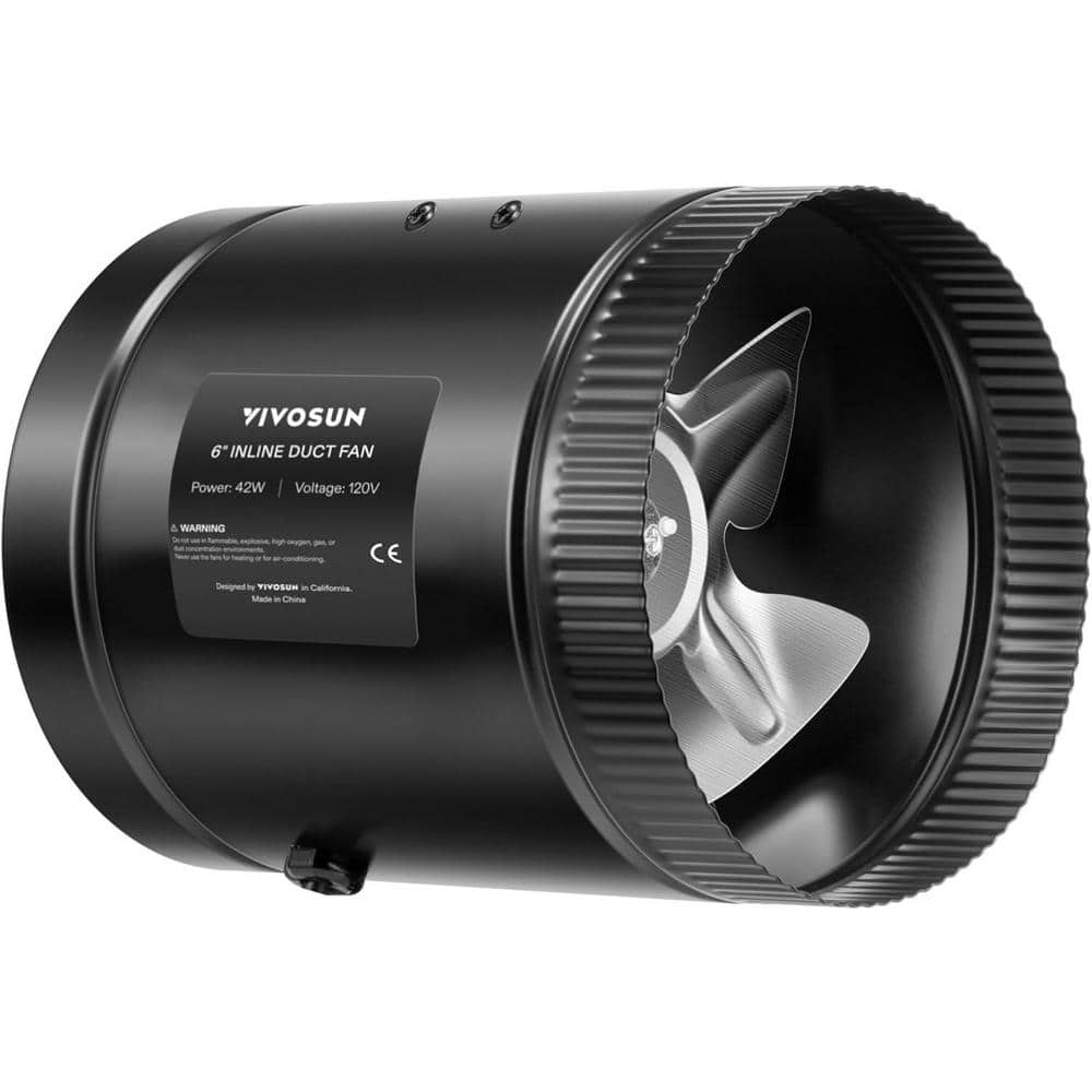 VIVOSUN 240 CFM 6 in. Inline Booster Duct Fan with Low Noise in Black (1)