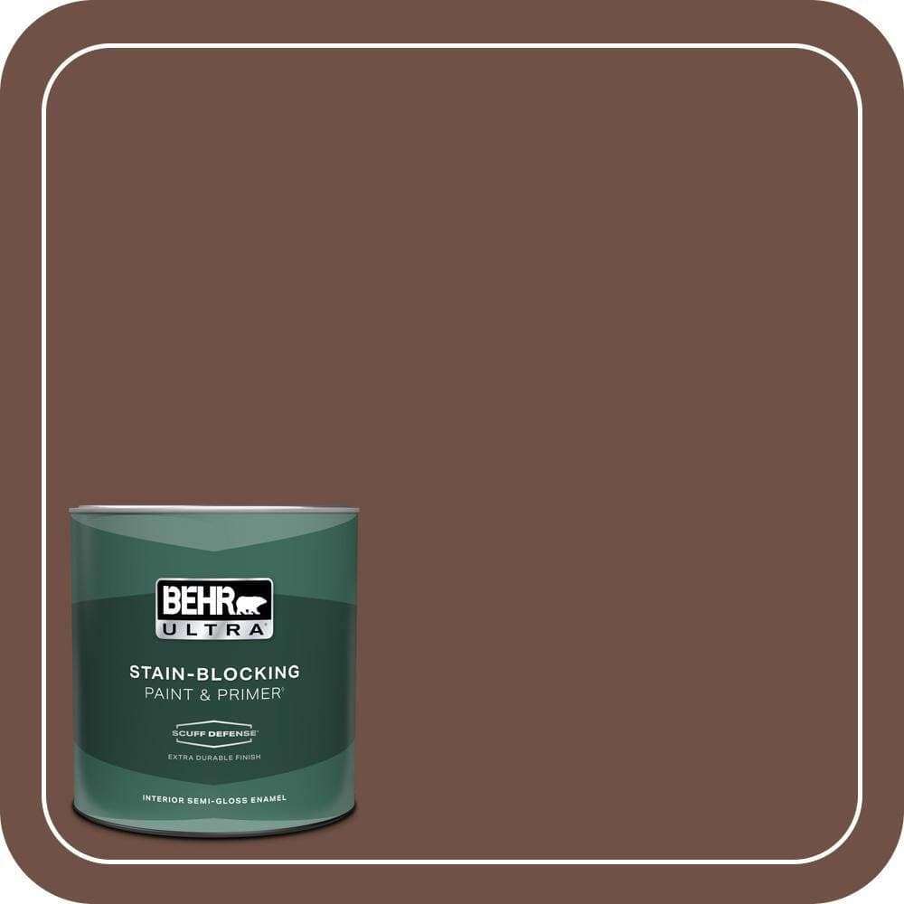 BEHR ULTRA 1 qt. #PMD-108 Double Chocolate Extra Durable Semi-Gloss Enamel Interior Paint & Primer