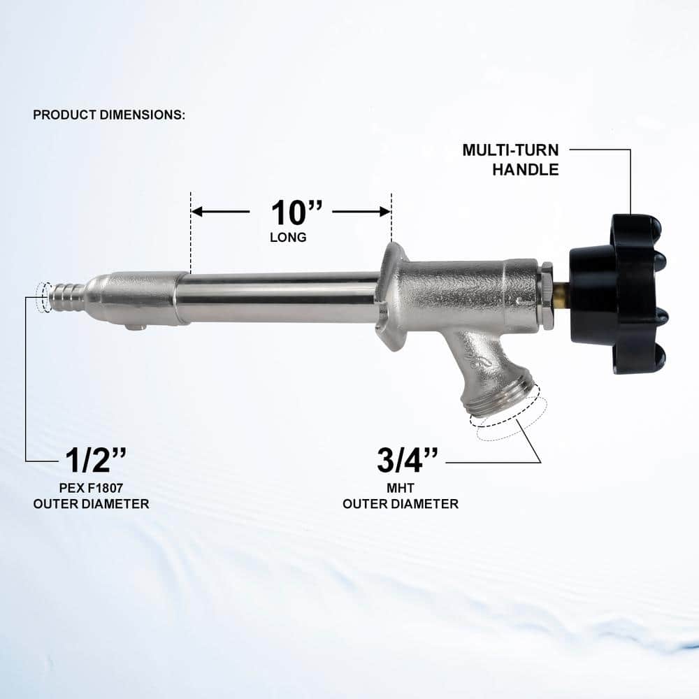 PLUMBFLEX 10 in. L Sillcock Frost Free Outdoor Faucet, with 1/2 in. PEX Connection and 3/4 in. Hose Bib (3)