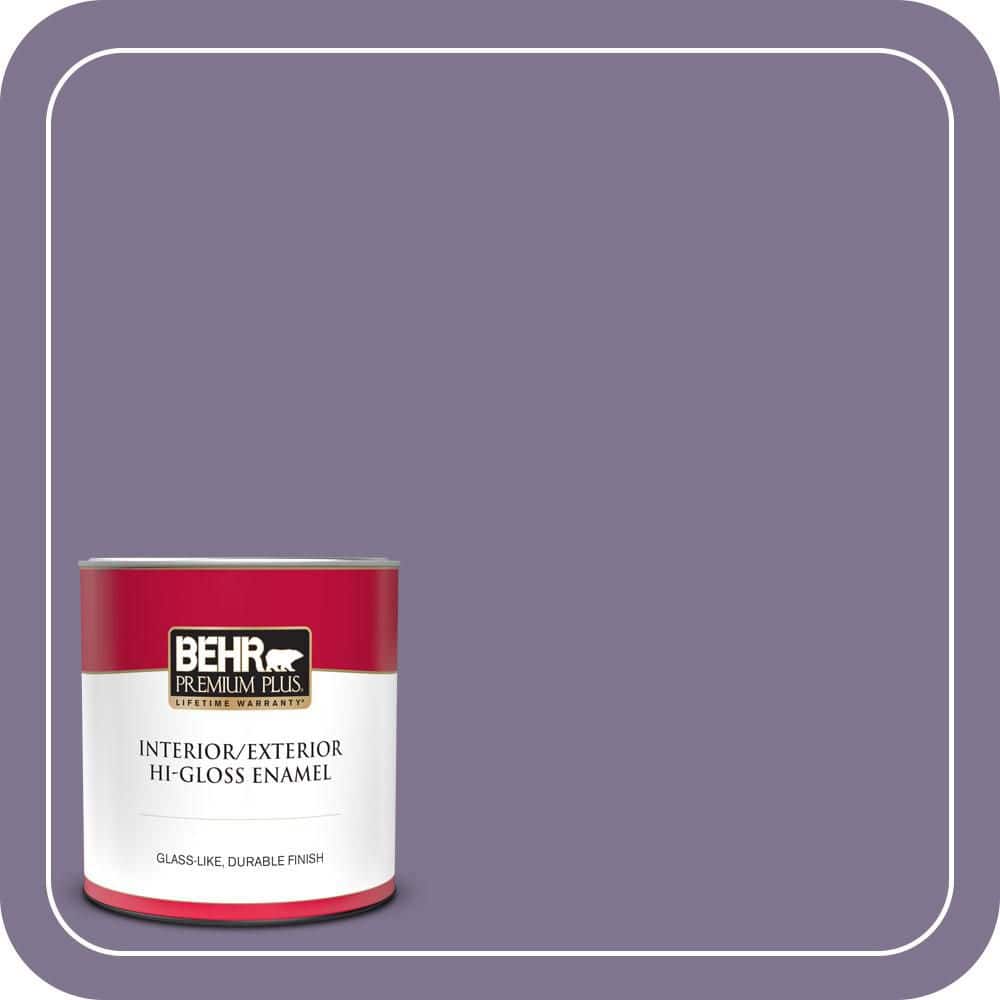 BEHR PREMIUM PLUS 1 qt. #650F-5 Purple Statice Hi-Gloss Enamel Interior/Exterior Paint & Primer (1)