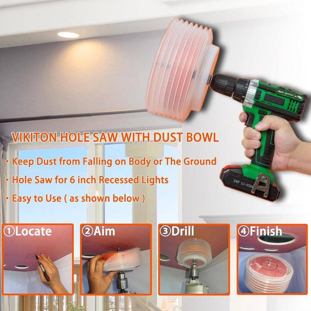 Unbranded 6 in. Hole Cutter with Dust Bowl Catcher for LED Recessed Lighting Bi-Metal Construction for Wood Metal Drywall (2)