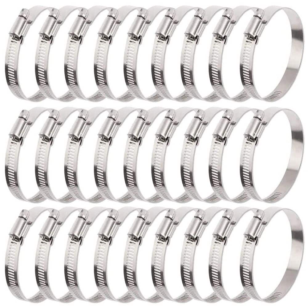 Helhom 30-Pack 3 in. Stainless Steel Hose Clamp, Worm Gear Adjustable Clamp for Duct Pipe Fuel Line