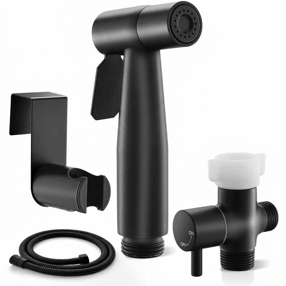 Anqtovp Handheld Bidet Sprayer Attachment for Toilet with Leak-Free Hose, 2 Water Modes, Matte Black (1)
