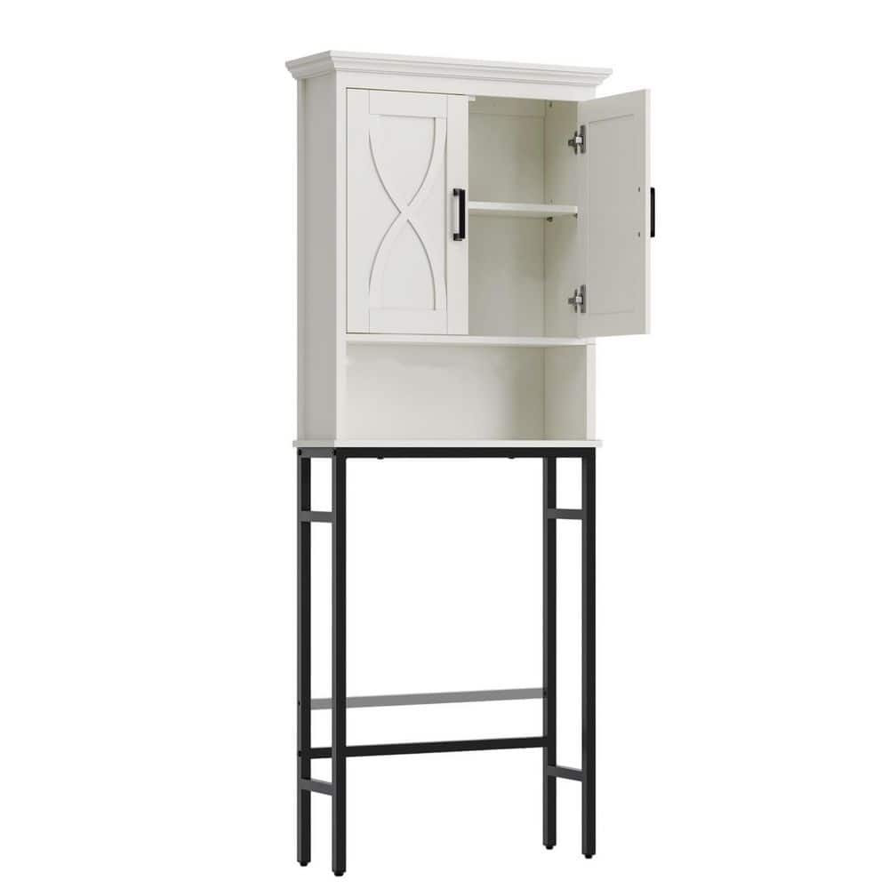 Wudkey 26.8 in. W x 68.9 in. H x 8.86 in. D Metal Rectangular Bathroom Organizer Above Toilet Storage Shelf in White (1)