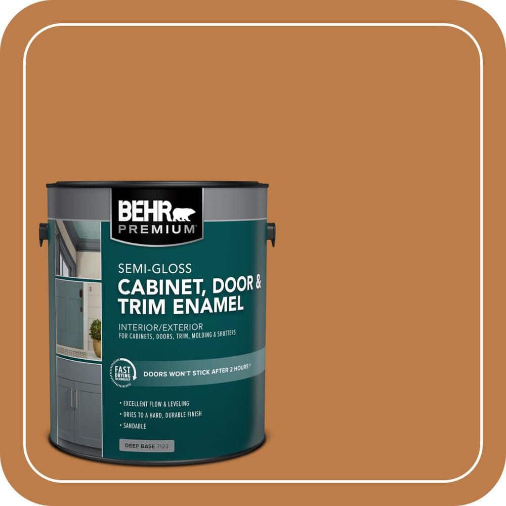 BEHR PREMIUM 1 gal. #SC-140 Bright Tamra Semi-Gloss Enamel Interior/Exterior Cabinet, Door & Trim Paint (1)