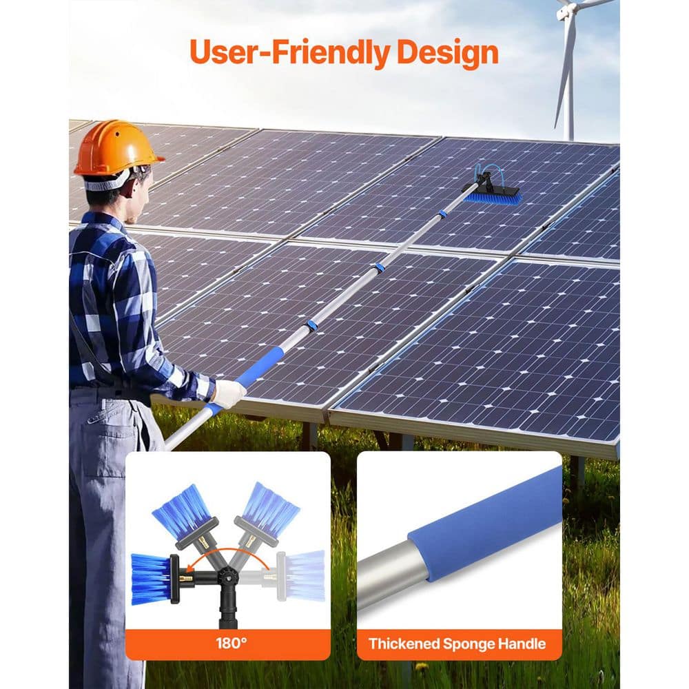 SVOPES 12 ft. Water Fed Pole Kit, Extendable Handle with 180° Rotatable Brush and 65.6 ft. Hose, Window and Solar Panel Cleaner (3)
