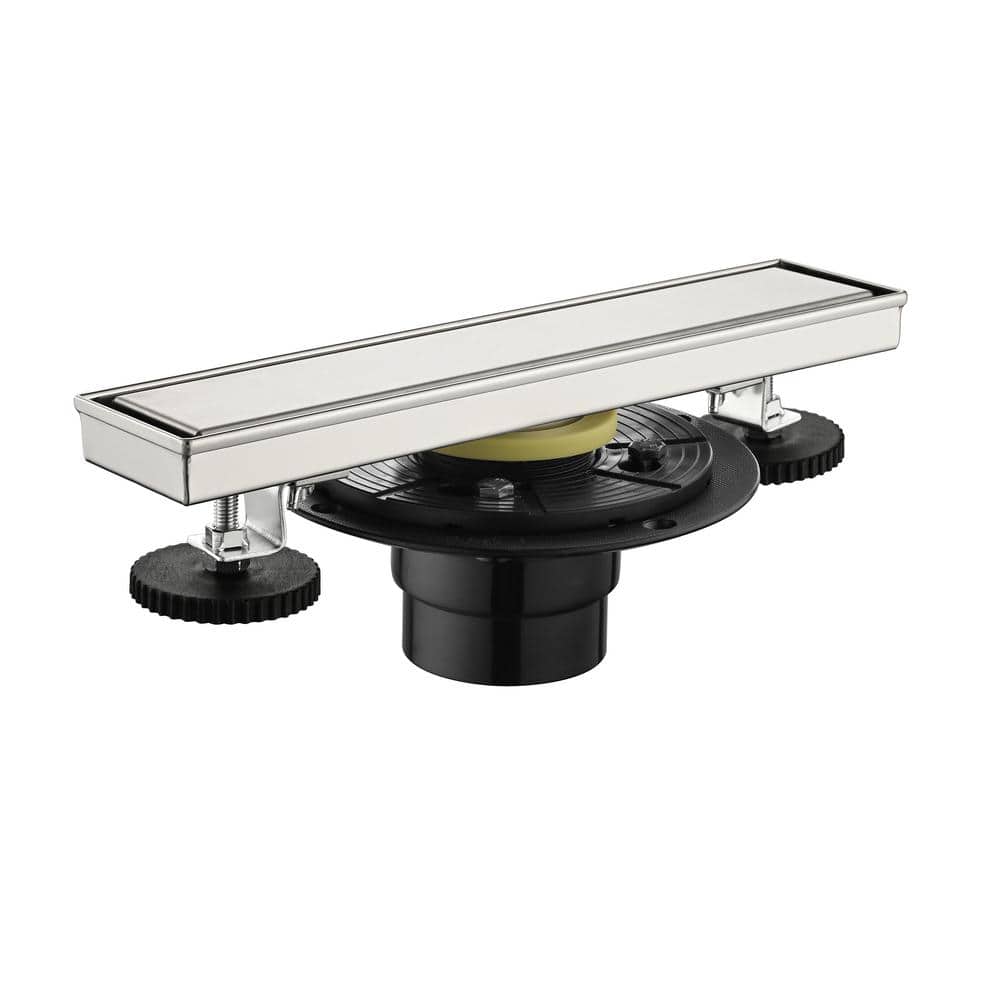 Tahanbath Square Shower Floor Drain with Flange, Pattern Grate Removable, Food-Grade SUS 304 Stainless Steel in Brushed Nickel