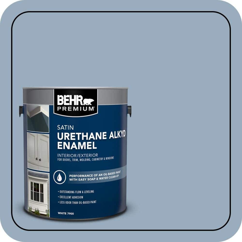 BEHR PREMIUM 1 gal. #S510-3 Ombre Blue Urethane Alkyd Satin Enamel Interior/Exterior Paint
