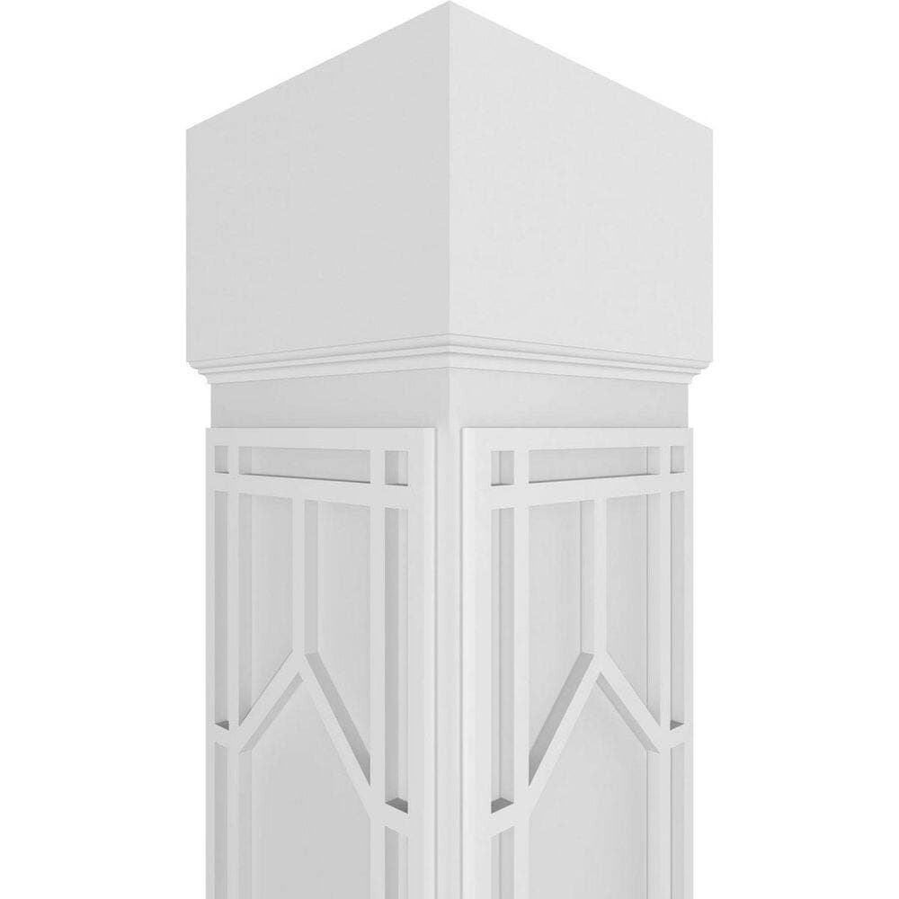 Ekena Millwork 11-5/8 in. 10 ft. Premium Square Non-Tapered Shaker Fretwork PVC Column Wrap Kit with Standard Capital and Base (4)